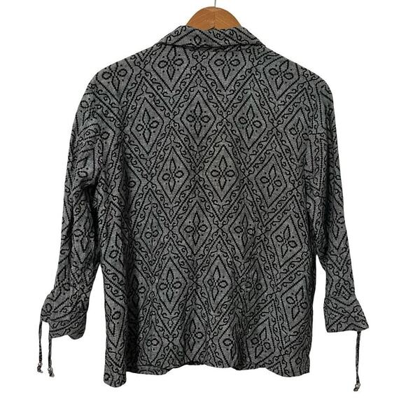 JM Collection Womens Linen Button Top Size 12 Gray Coastal Grandmother Beach - Picture 2 of 6